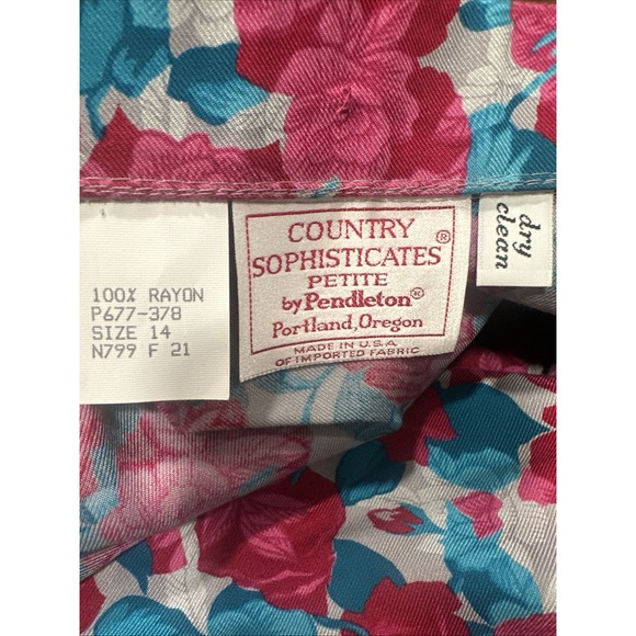 Country Sophisticates Petite Pendleton 2pc Gentry Floral Skirt & Blouse Sz 14/16 - Picture 9 of 11